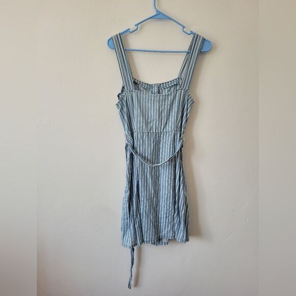 Urban Bliss 100% Cotton Striped Pinafore Dress Seersucker Retro Festival Size 6 - Picture 6 of 9